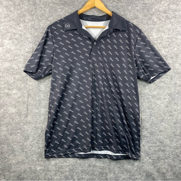 Golf Caps Other - Golf Caps Mens Blue/White Geometric Ti**ies Performance Golf Polo Size LG